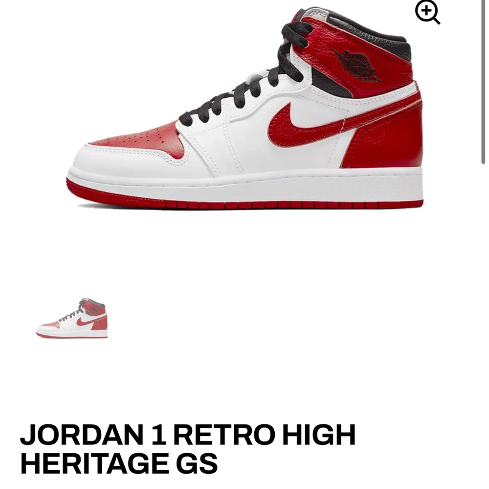 Jordan 1 Retro High Heritage GS Red White Black Sneakers